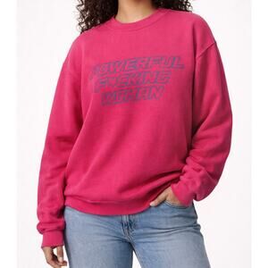 Good American x The Phluid Project Powerful F*cking Woman Pink Sweatshirt Sz 2